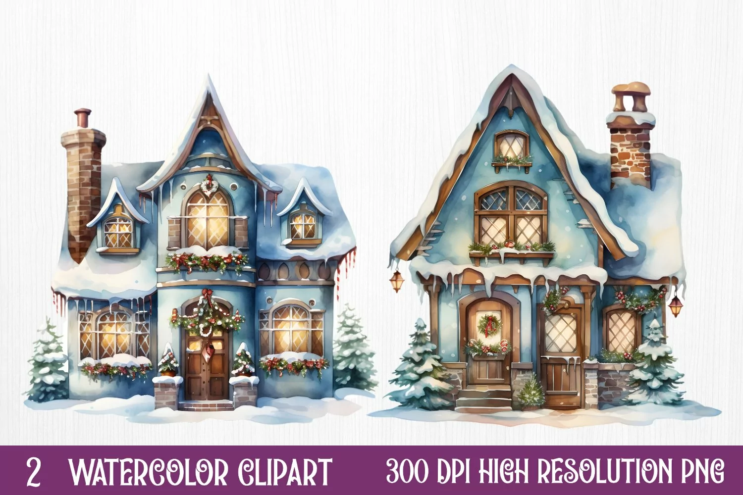 Watercolor Gingerbread House Clipart, watercolor Clipart product image 1