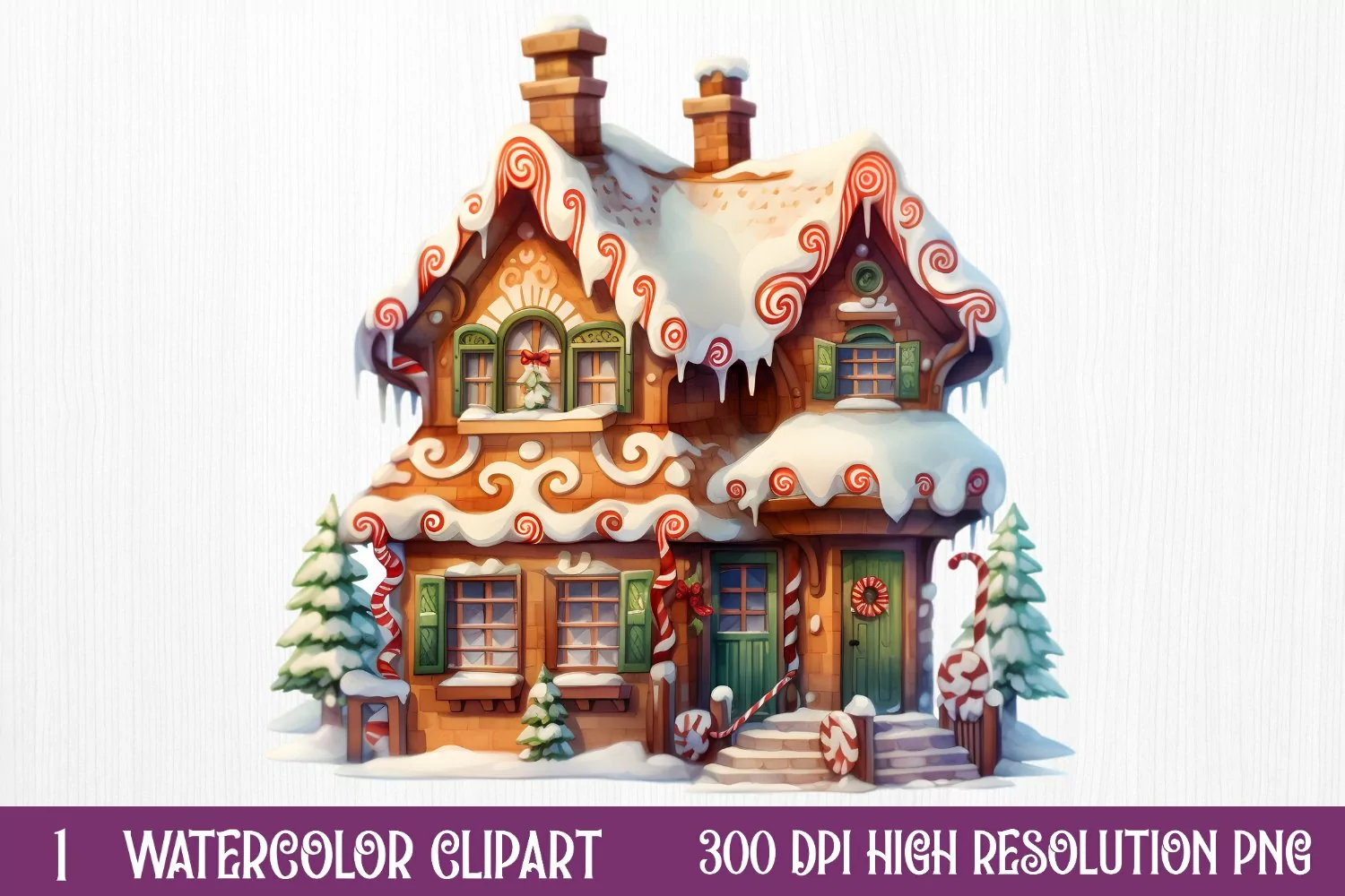 Watercolor Gingerbread House Clipart, watercolor Clipart product image 1