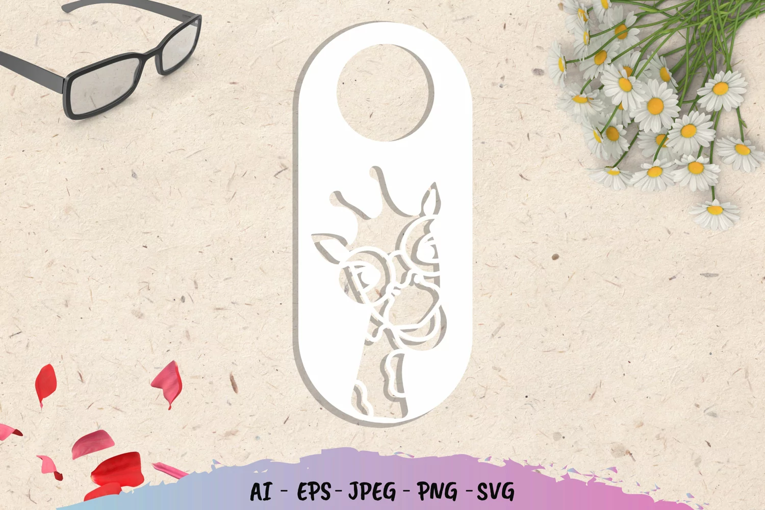 Giraffe Door Tag - Do Not Disturb SVG File product image 1