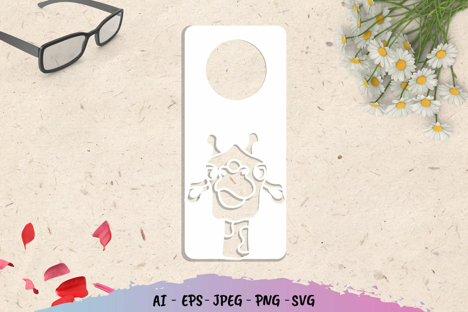 Giraffe Door Tag - Do Not Disturb SVG File product image 1