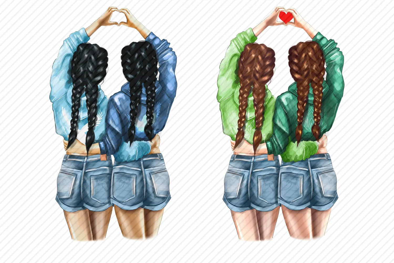 Best Friends Girlfriend Clipart African American European product image 1