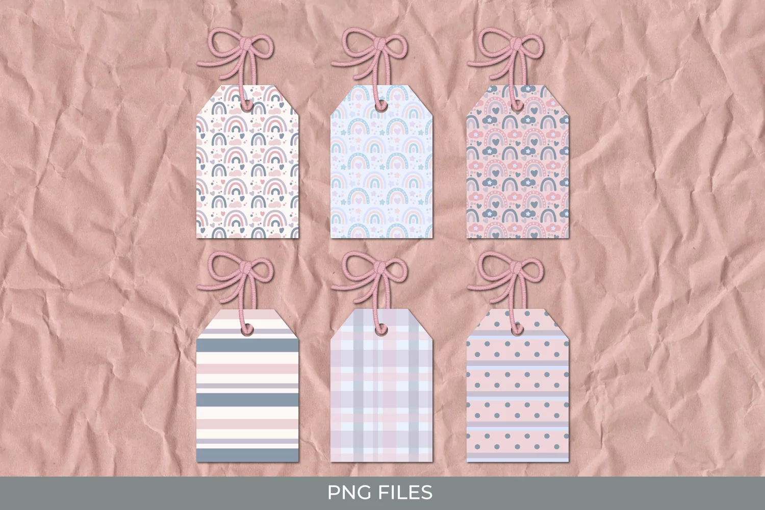 Girly Rainbow Patterned Shaped Tags product image 1
