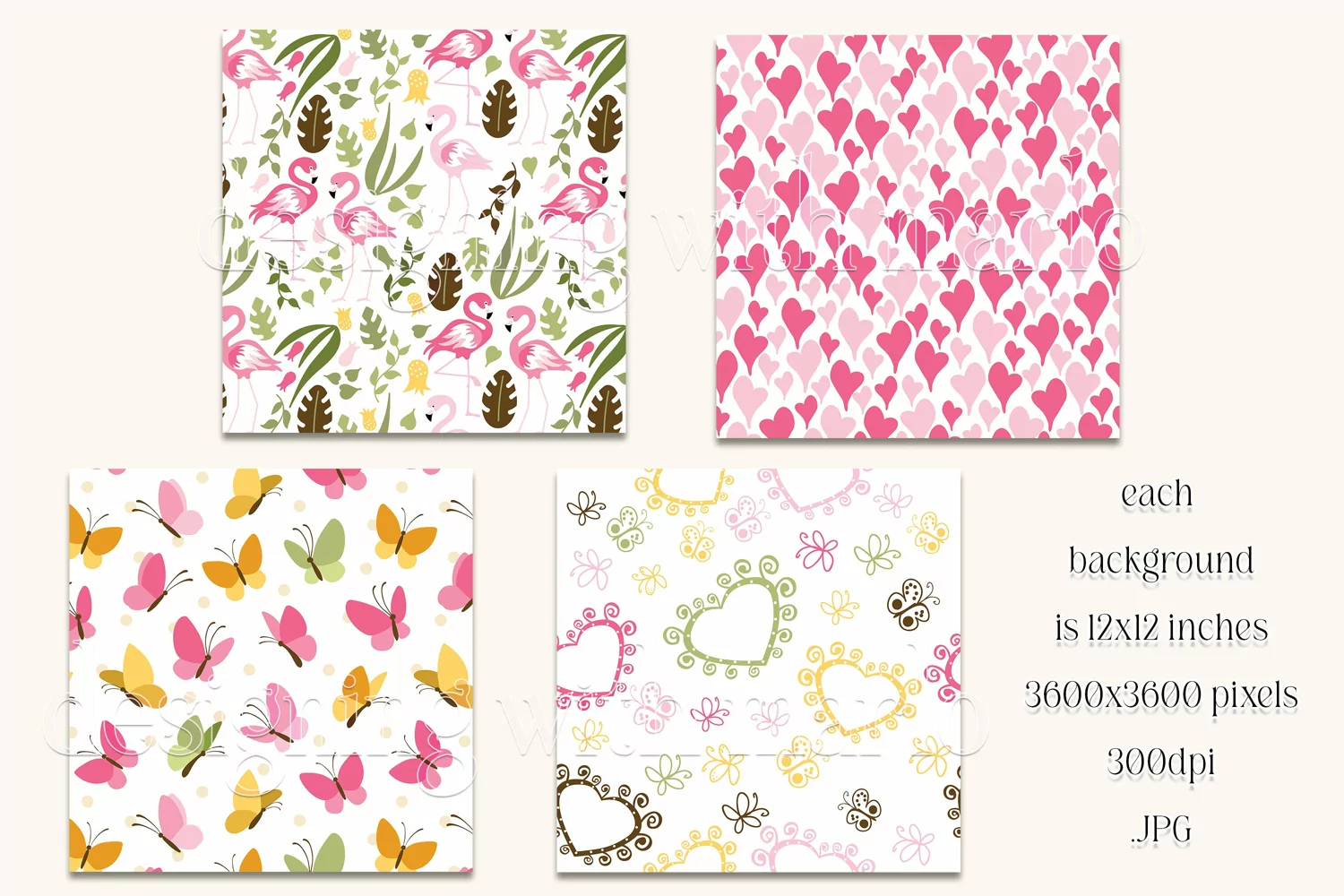 Girly Things Color Palette, 12x12 Girly Patterns Backgrounds product image 1