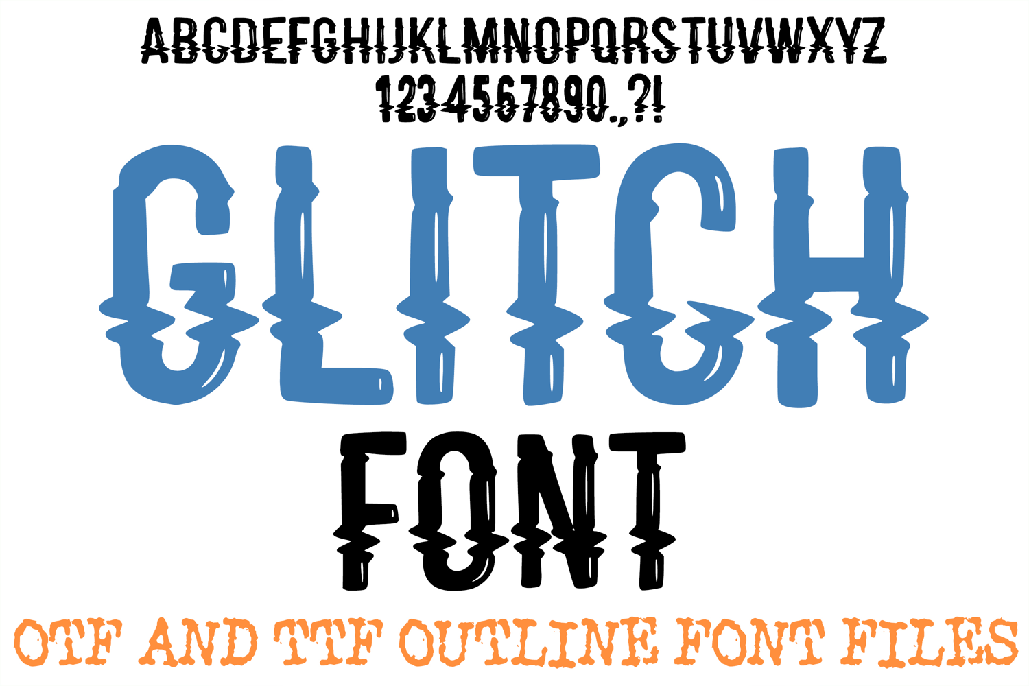 Glitch Alphabet Font Lettering ABC Wave OTF TTF Type by Squeeb Creative
