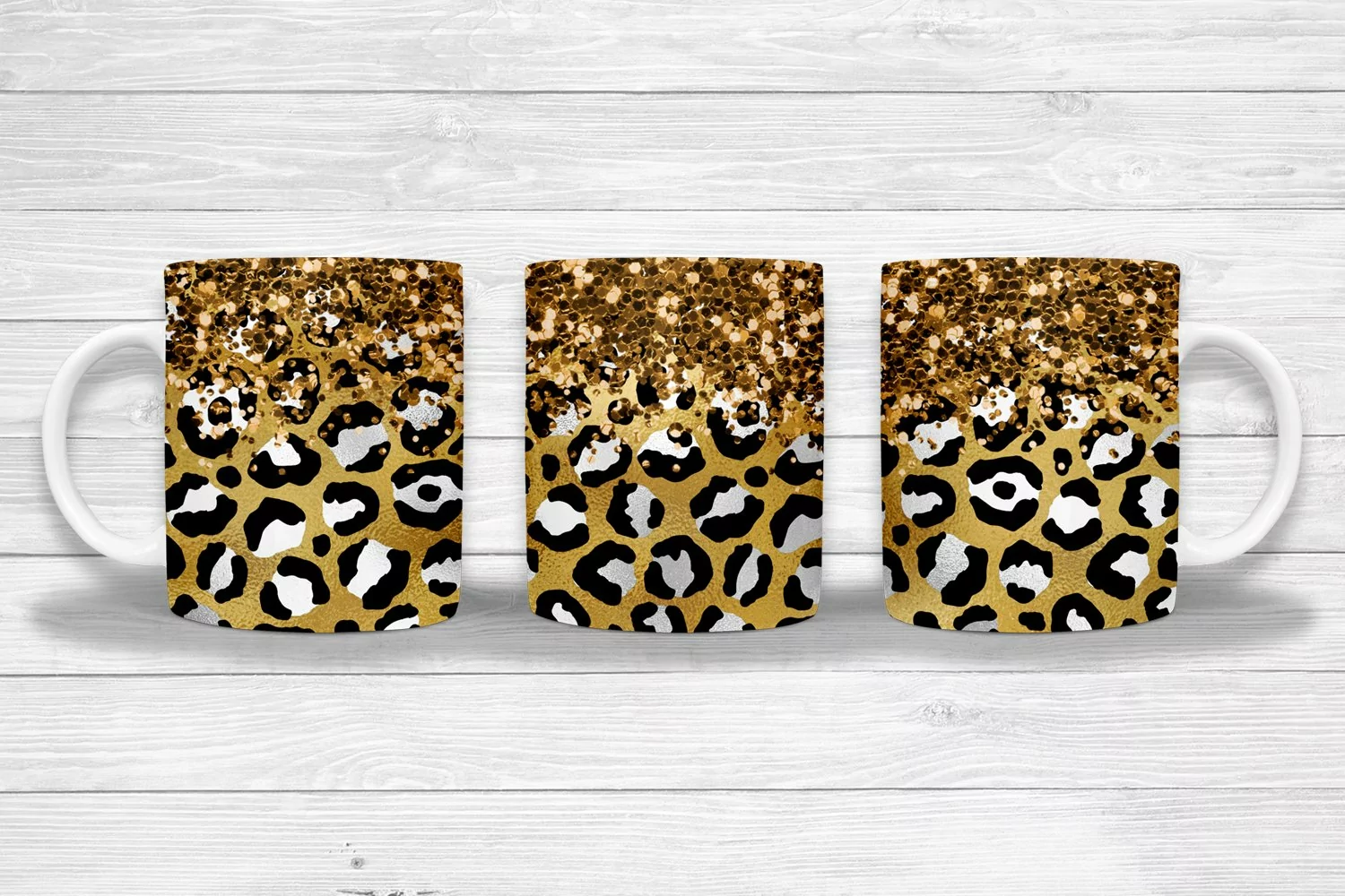 Glitter Leopard Mug Sublimation I 11 Oz Mug Sublimation PNG