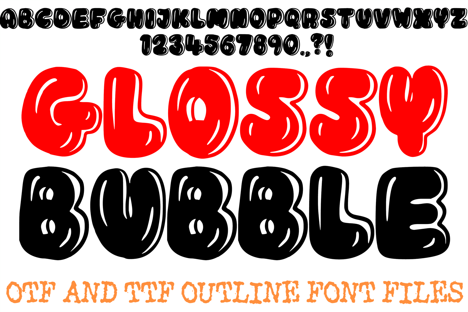 Glossy Bubble Alphabet Lettering Font Hand Drawn ABC OTF TTF Type by Squeeb Creative