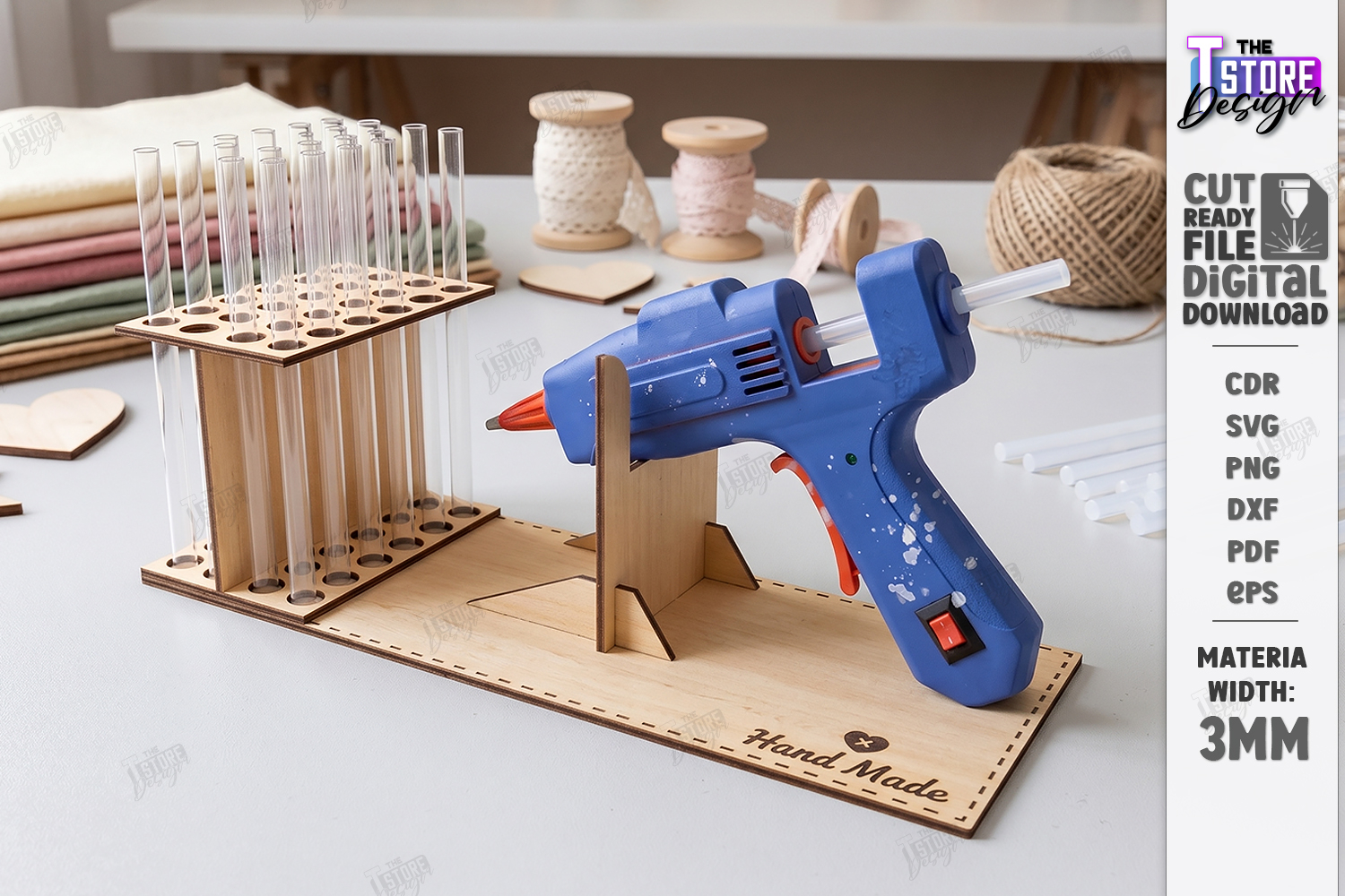 Wooden Glue Gun Holder Laser Cut | Hot Glue Gun Stand | CNC product image 1