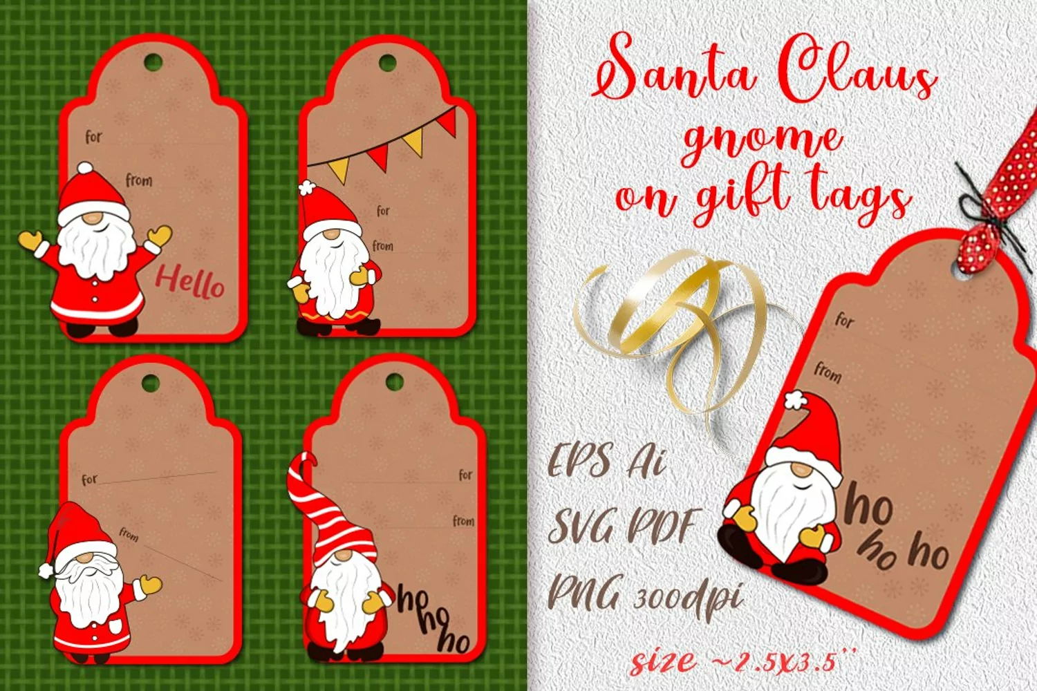 Santa Claus Gnome on Gift Tags product image 1