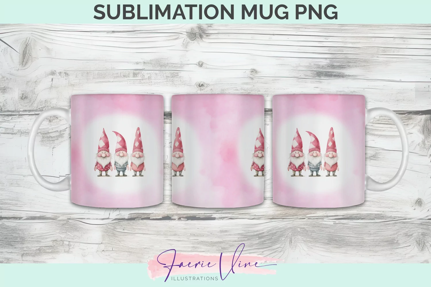 Gnomes Watercolor Mug Sublimation product image 1