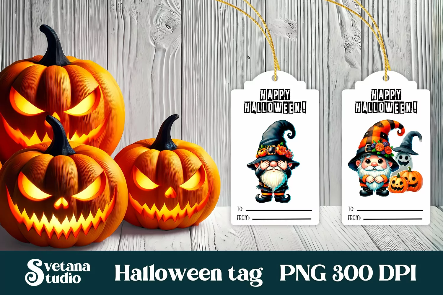 Halloween tags printable | Halloween gnome gift tag product image 1
