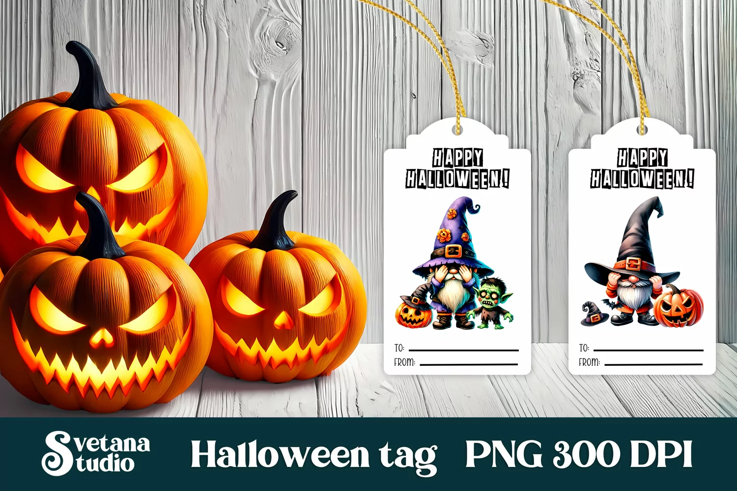 Halloween tags printable | Halloween gnome gift tag product image 1
