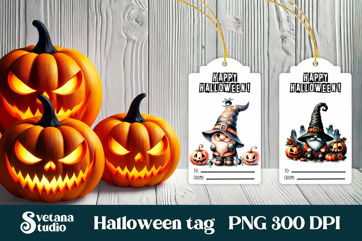 Halloween tags printable | Halloween gnome gift tag product image 1
