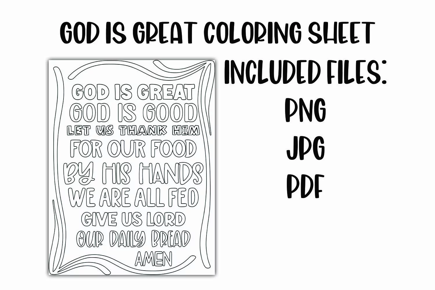 God is Great Blessing Coloring Sheet for Kids product image 1