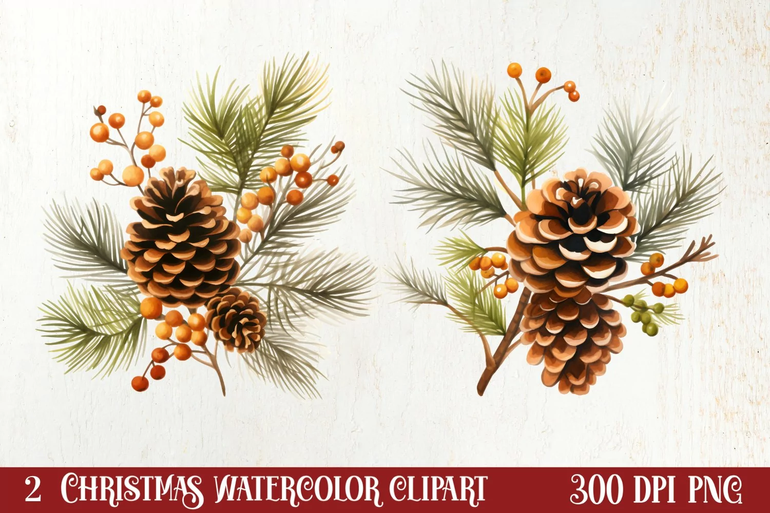 Gold Christmas Watercolor Clipart Sublimation, Christmas PNG product image 1