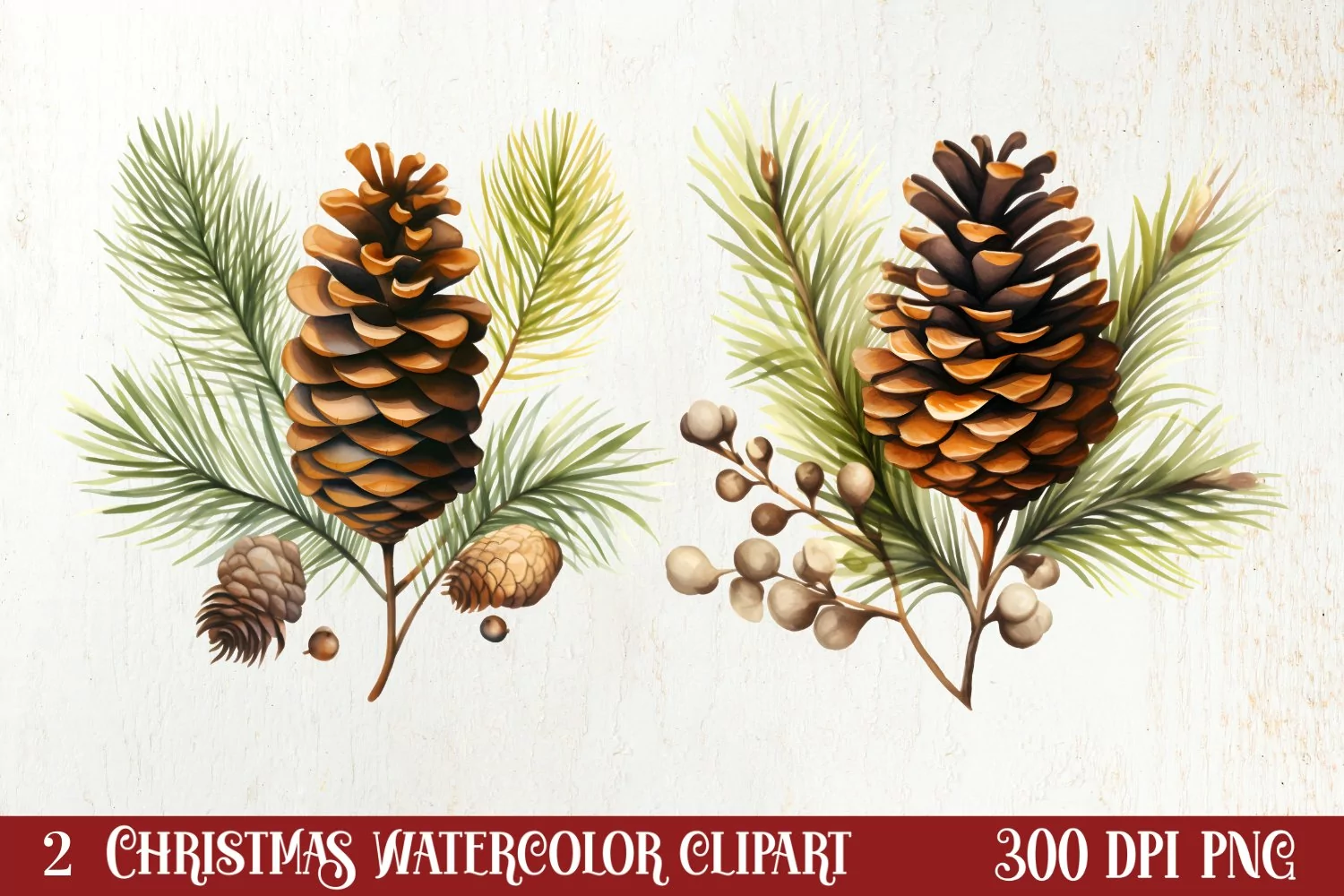 Gold Christmas Watercolor Clipart Sublimation, Christmas PNG product image 1