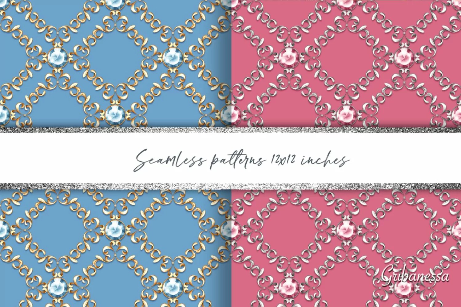 Gold & gems. Pattern in 2 colors product image 1