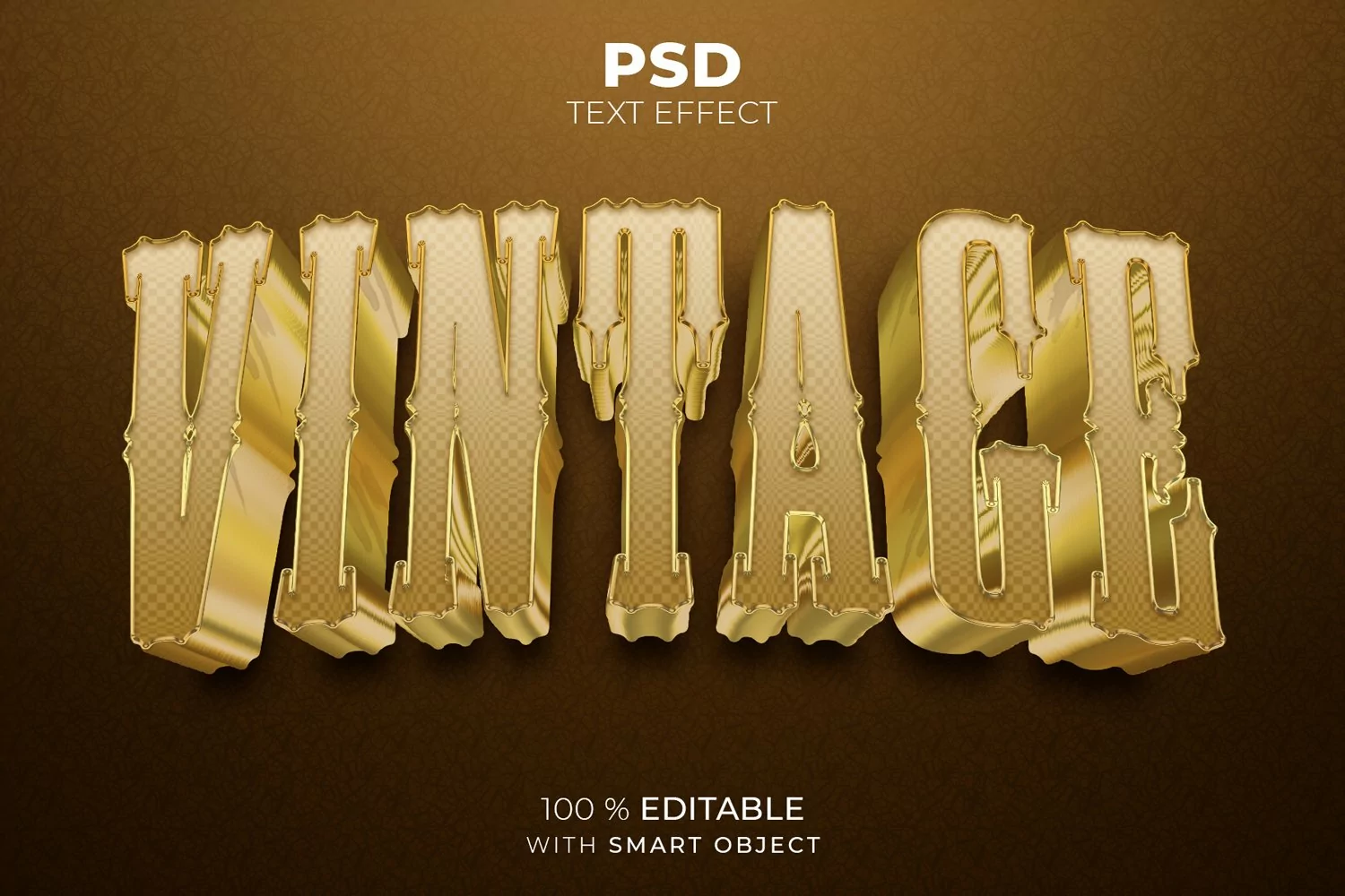 Gold Vintage 3D editable text effect product image 1
