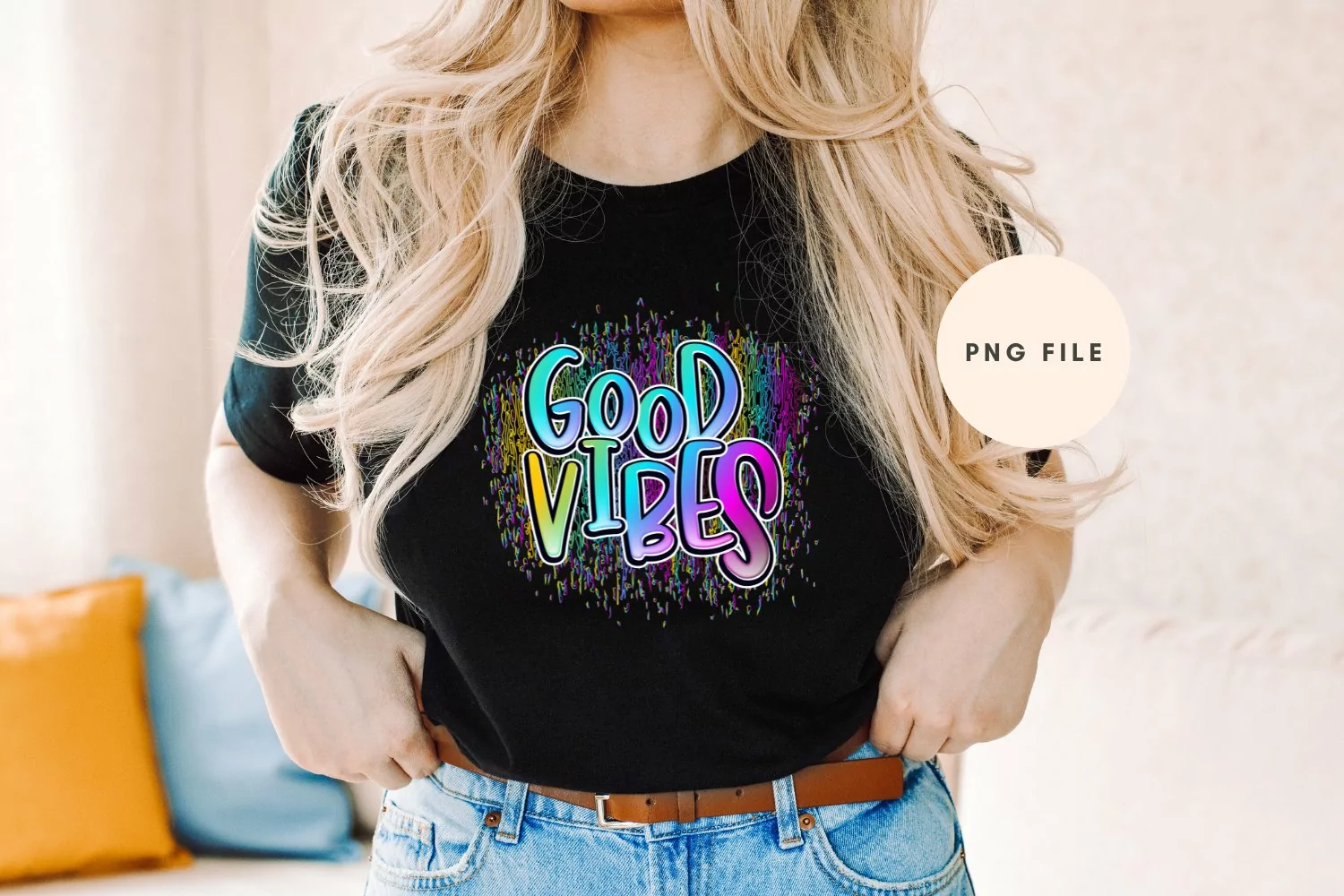 Good Vibes Retro Colors PNG Sublimation