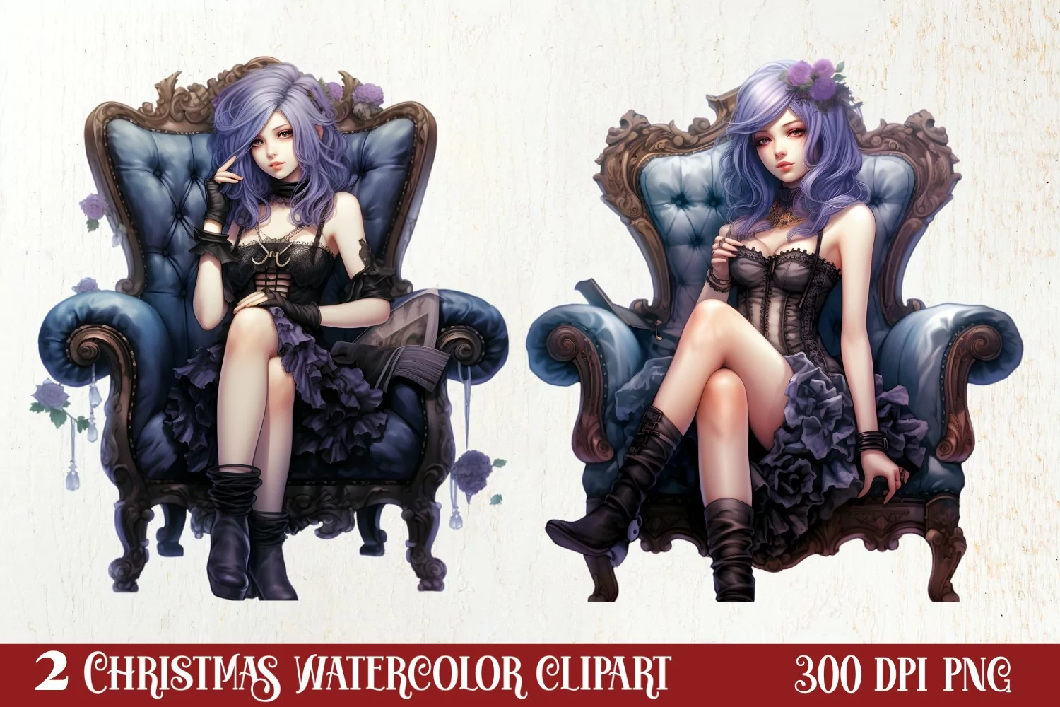 Mysterious Gothic Christmas Clipart Sublimation product image 1