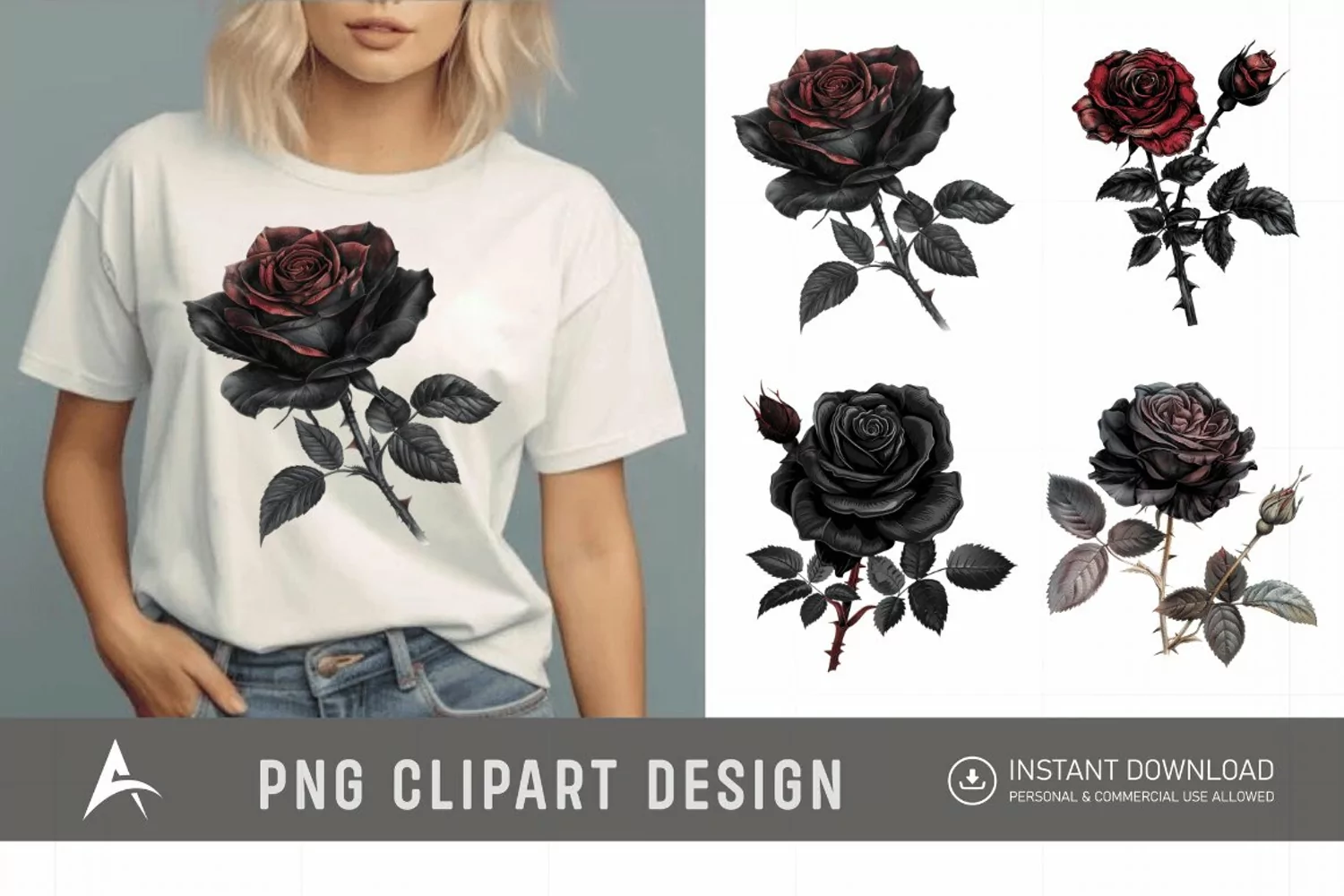 Watercolor Gothic Floral Clipart product image 1