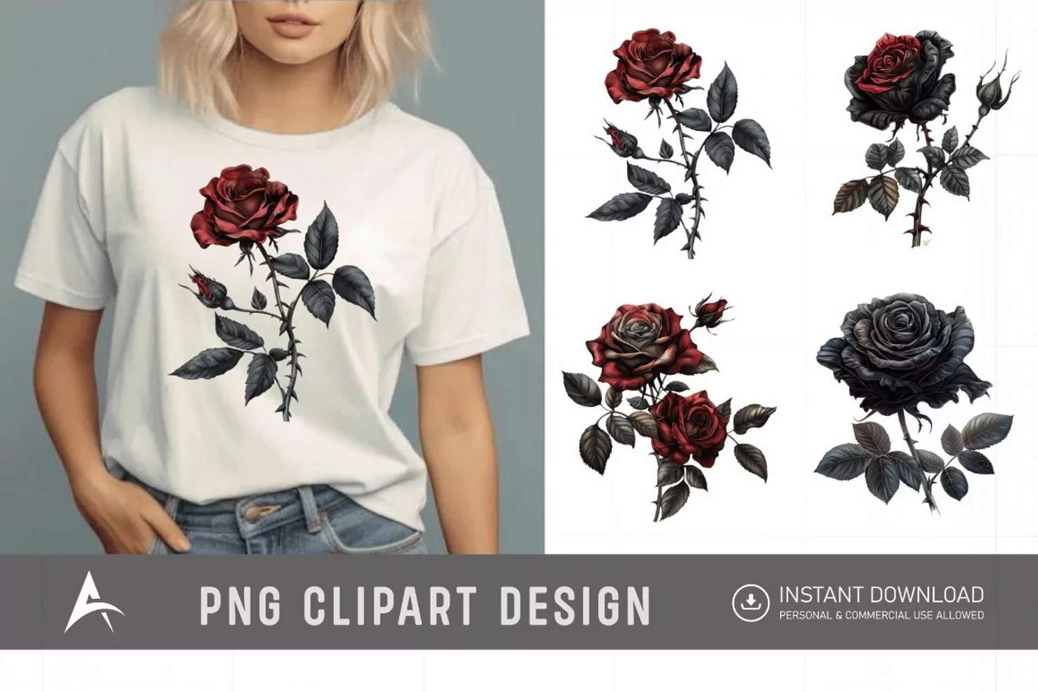 Watercolor Gothic Floral Clipart product image 1