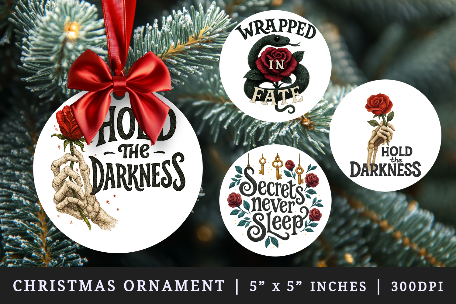 Gothic Quote round ornaments sublimation design product image 1