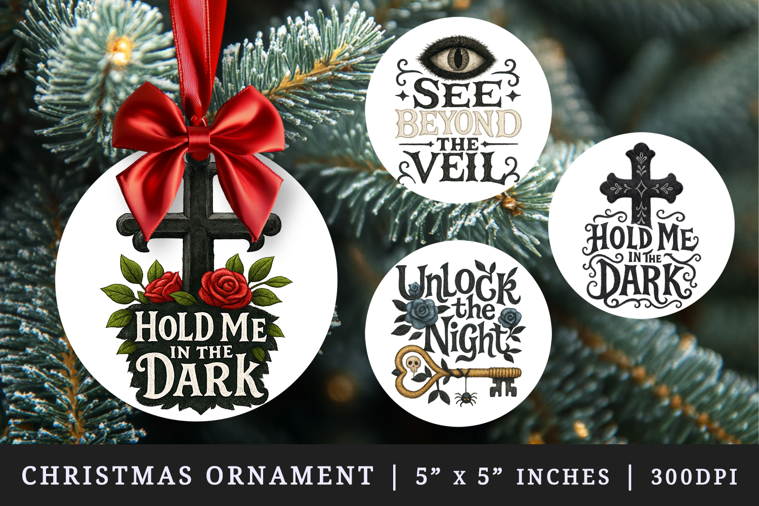 Gothic Quote round ornaments sublimation design product image 1