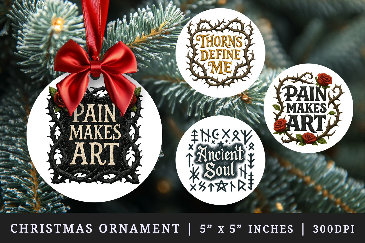 Gothic Quote round ornaments sublimation design product image 1