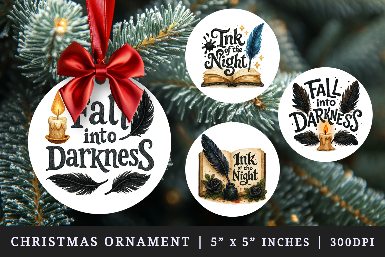 Gothic Quote round ornaments sublimation design product image 1