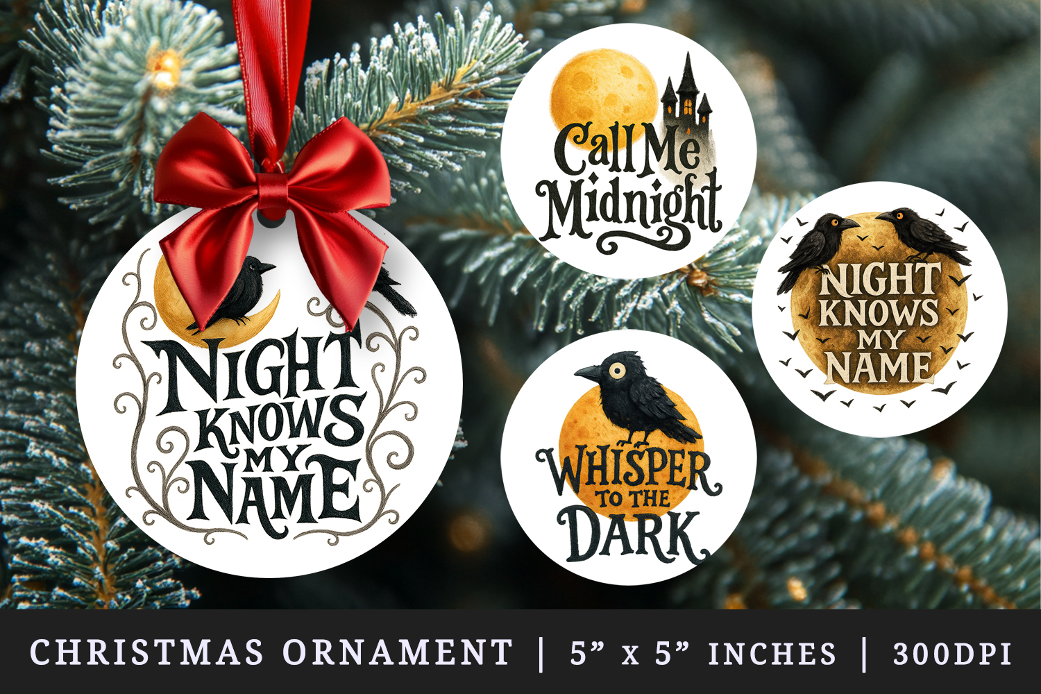 Gothic Quote round ornaments sublimation design product image 1