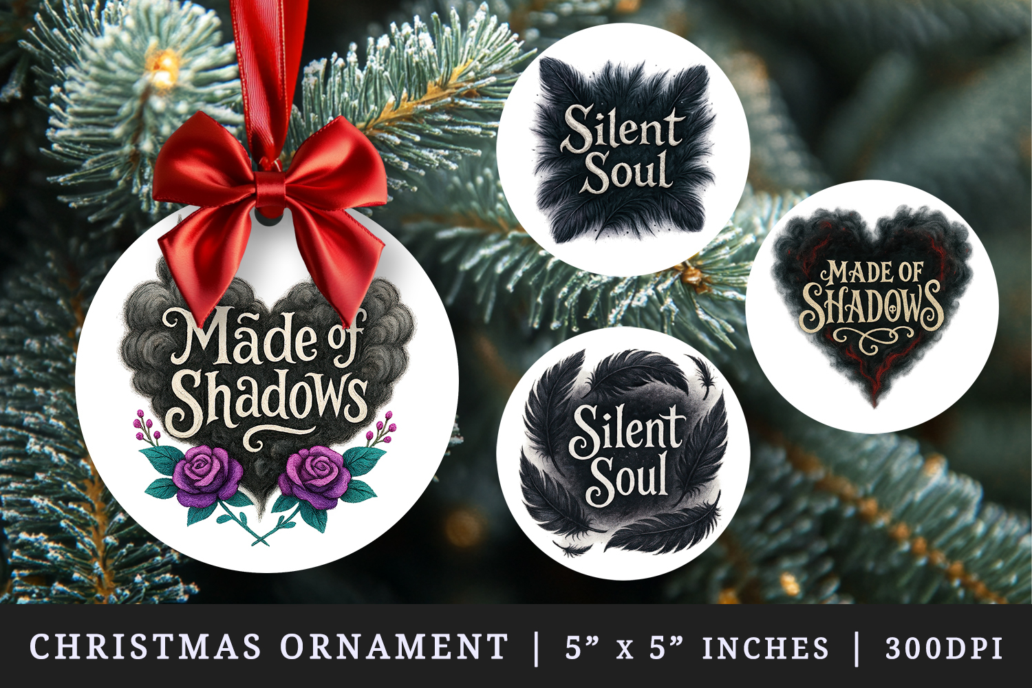 Gothic Quote round ornaments sublimation design product image 1