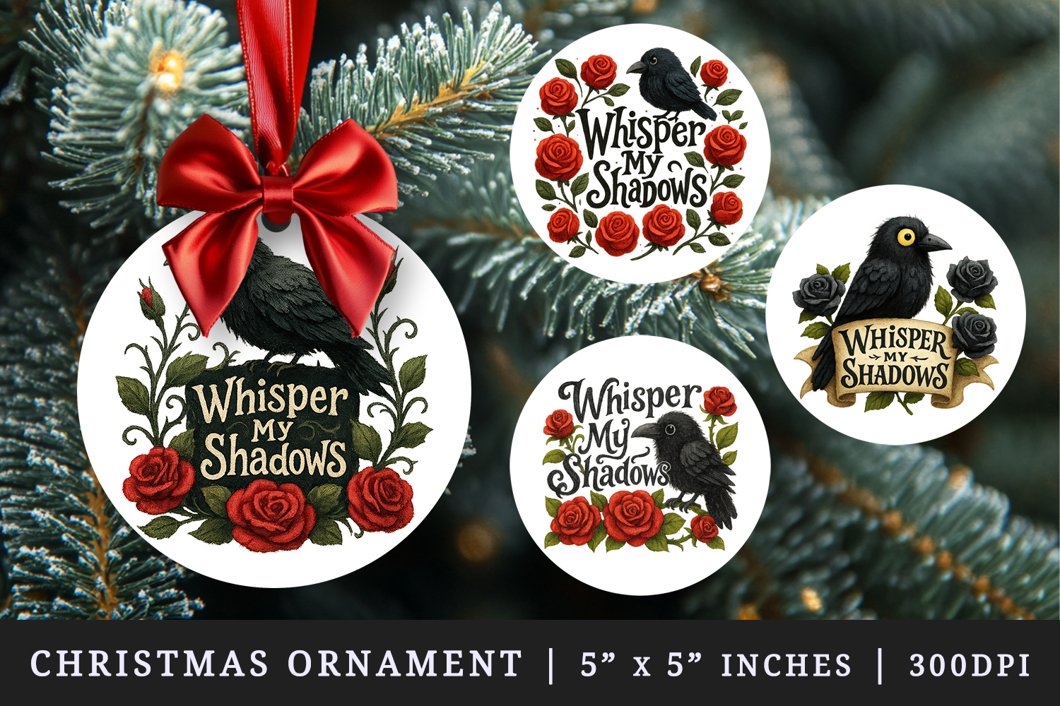 Gothic Quote round ornaments sublimation design product image 1