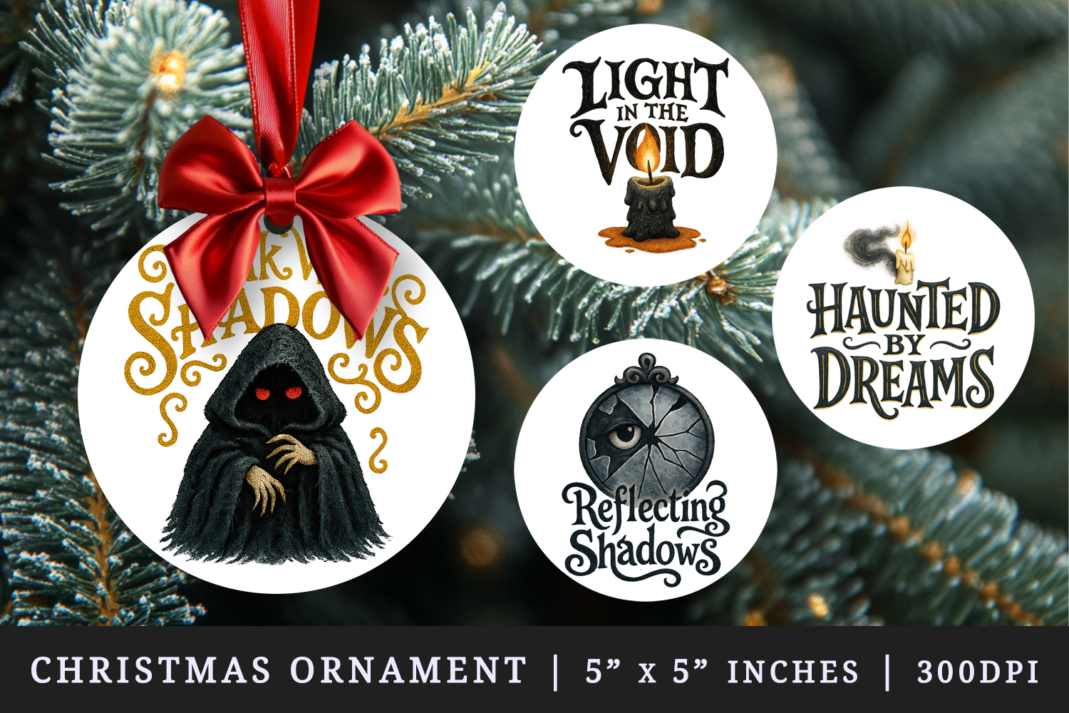 Gothic Quote round ornaments sublimation design product image 1