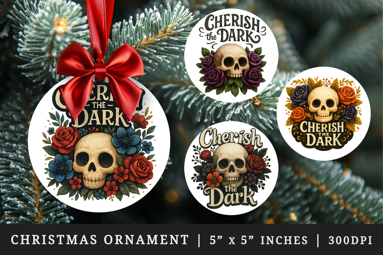 Gothic Quote round ornaments sublimation design product image 1