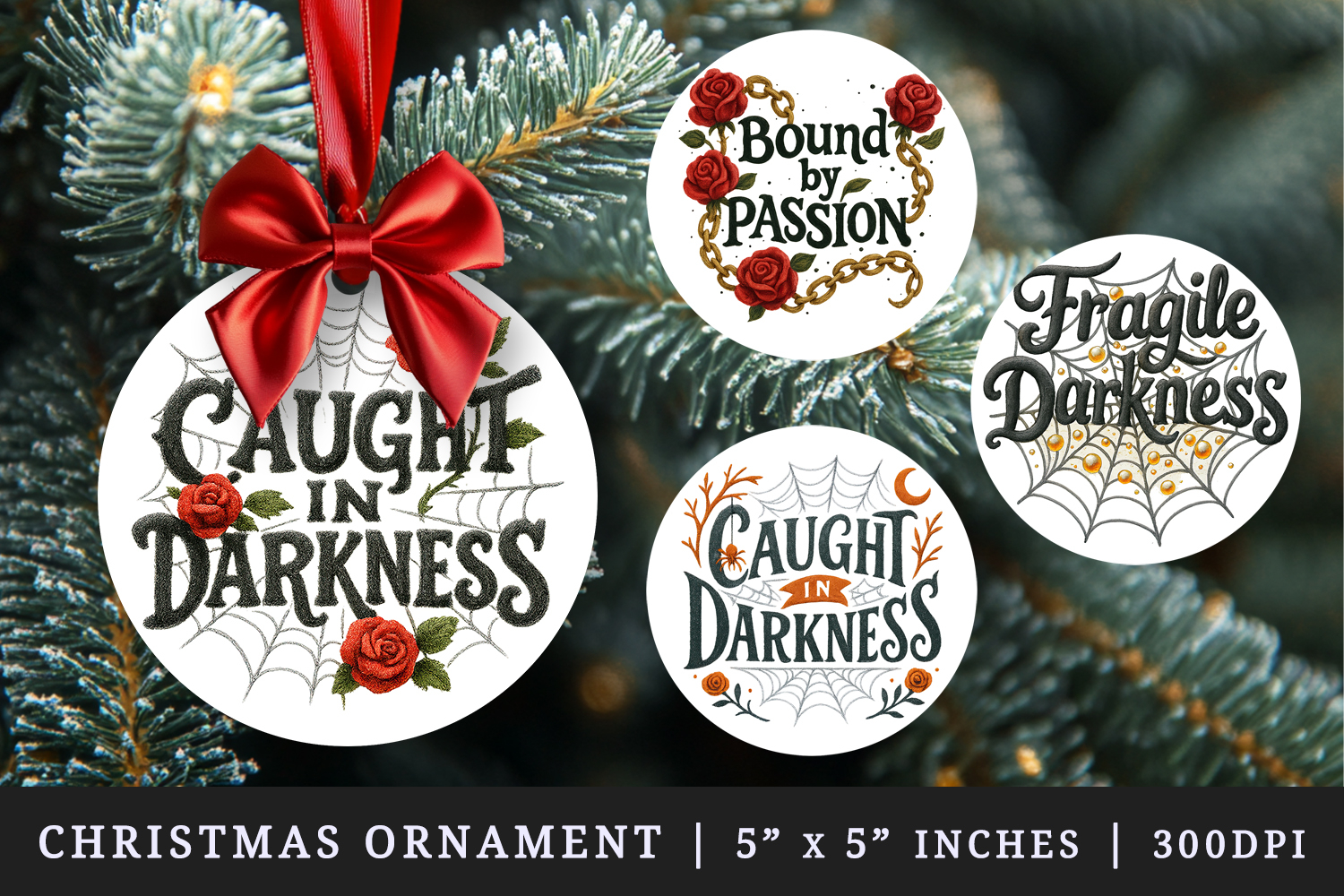 Gothic Quote round ornaments sublimation design product image 1