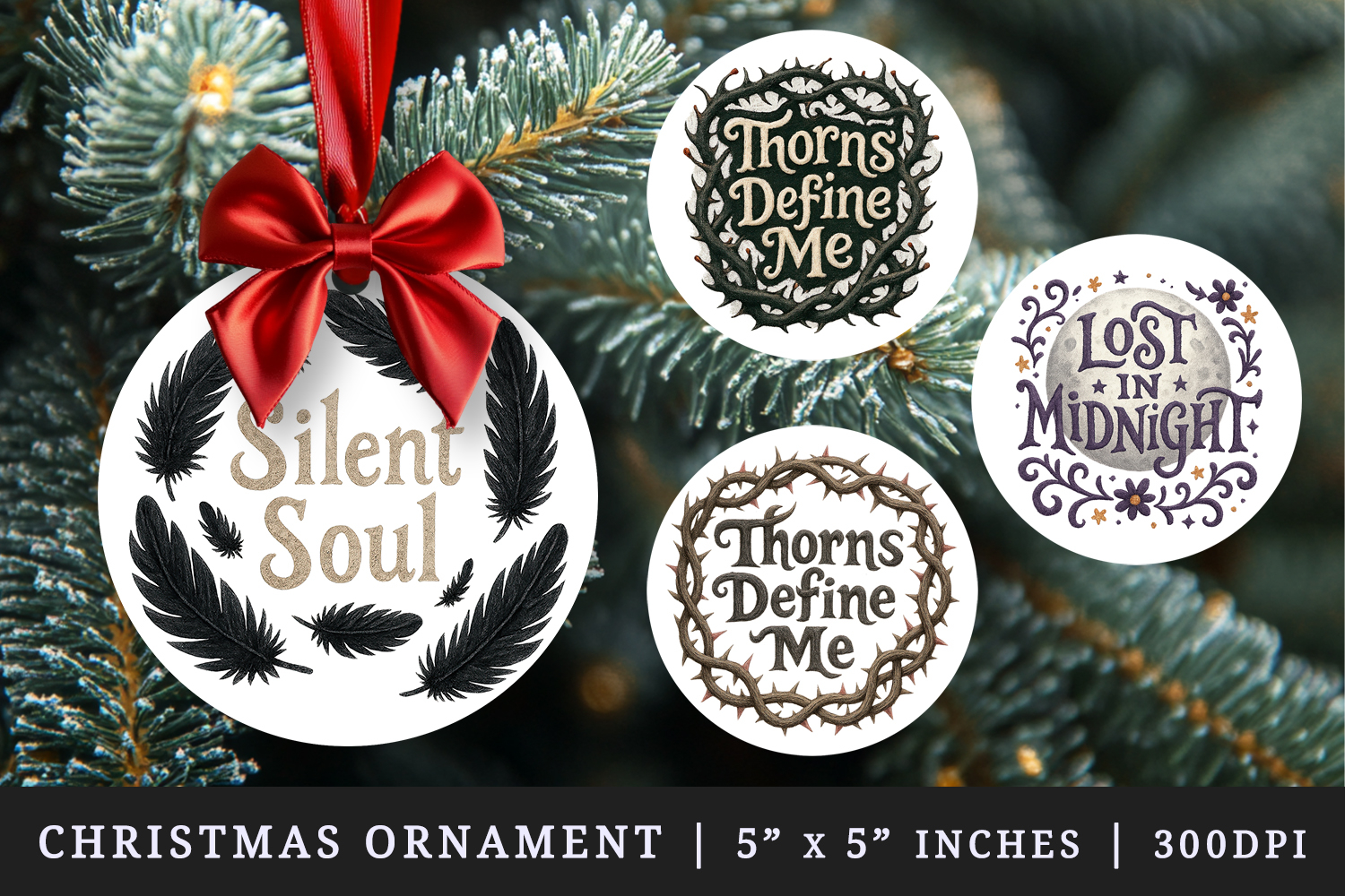 Gothic Quote round ornaments sublimation design product image 1