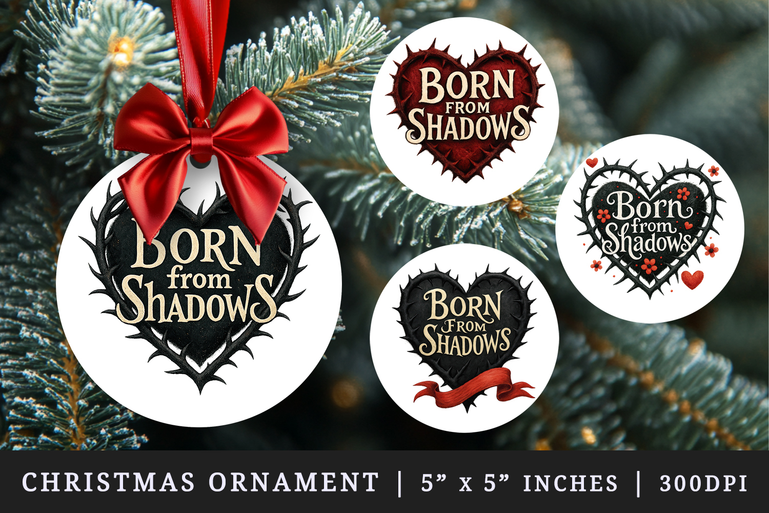 Gothic Quote round ornaments sublimation design product image 1