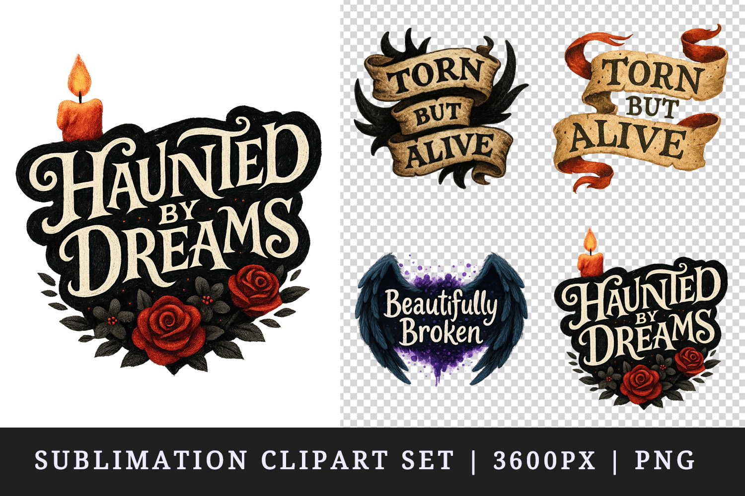 Gothic Quote clipart printable sublimation design png product image 1
