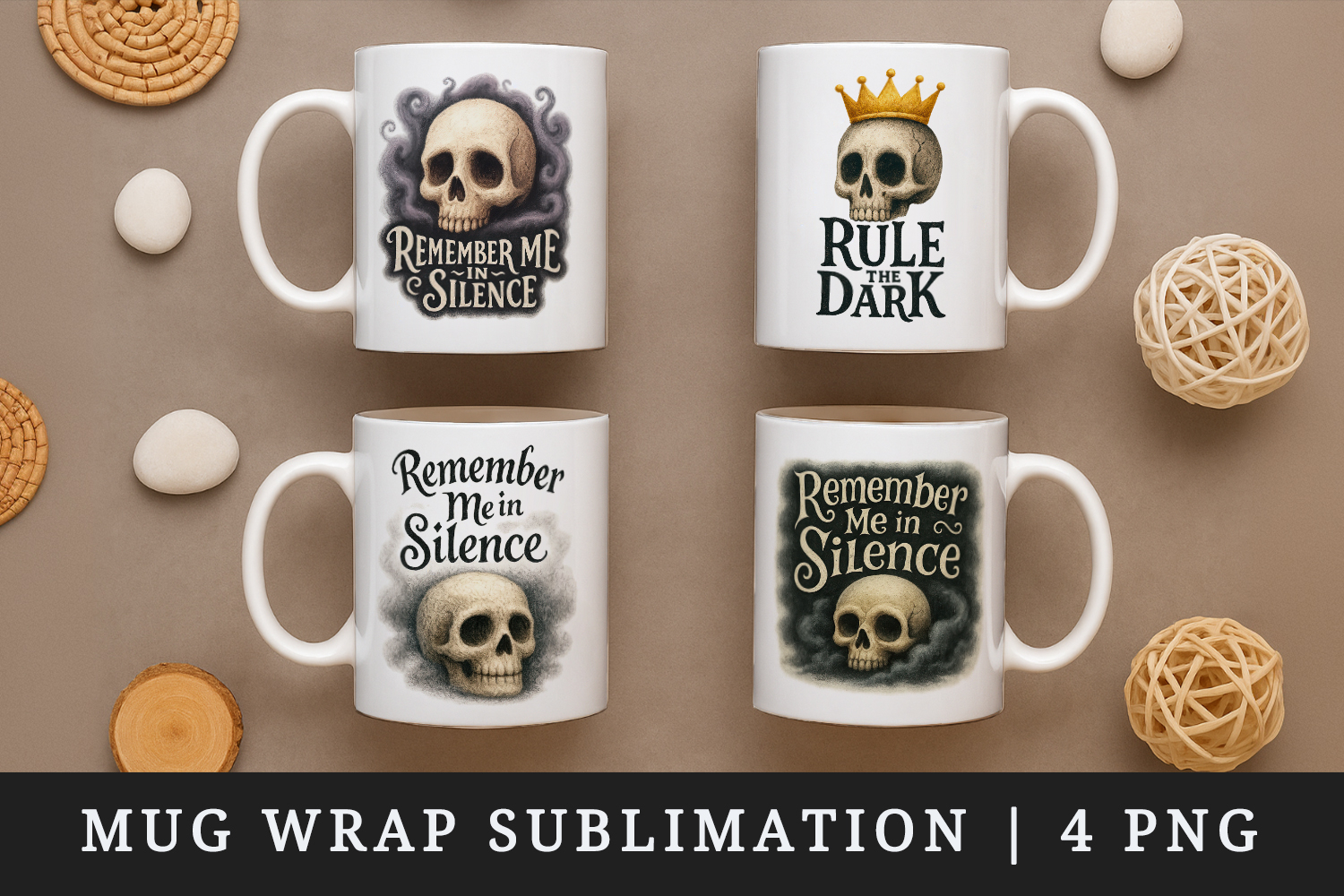 Gothic Quote mug wrap printable sublimation design product image 1