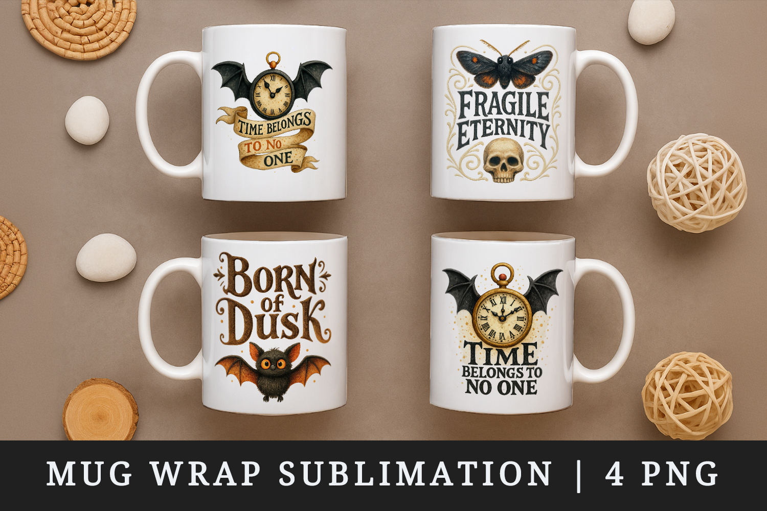 Gothic Quote mug wrap printable sublimation design product image 1