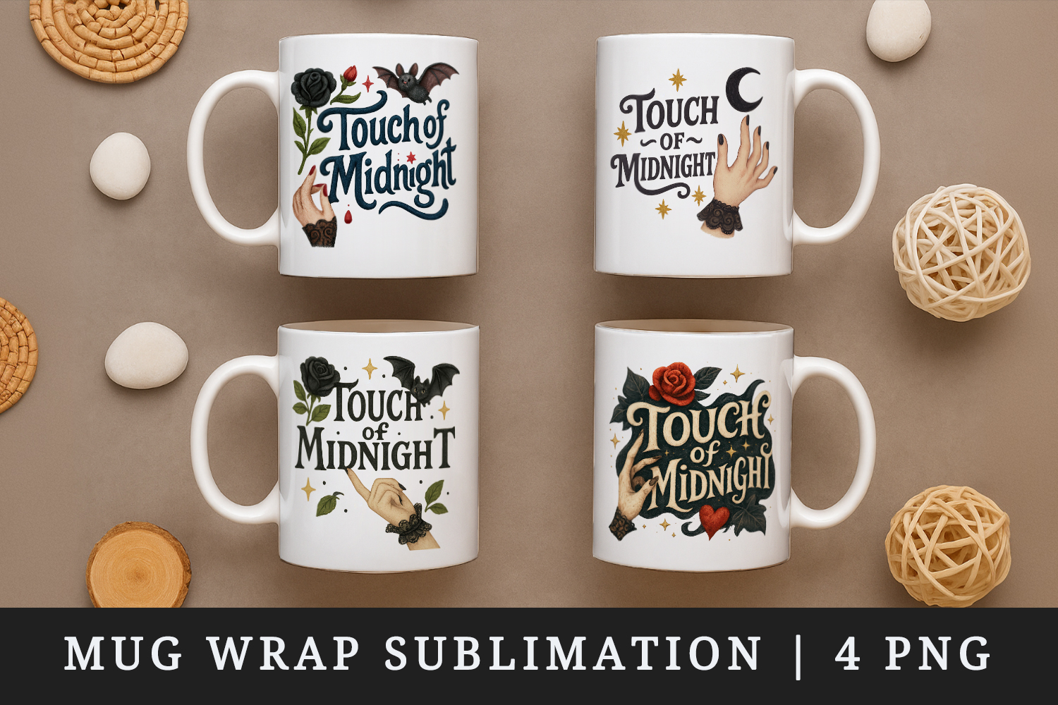 Gothic Quote mug wrap printable sublimation design product image 1