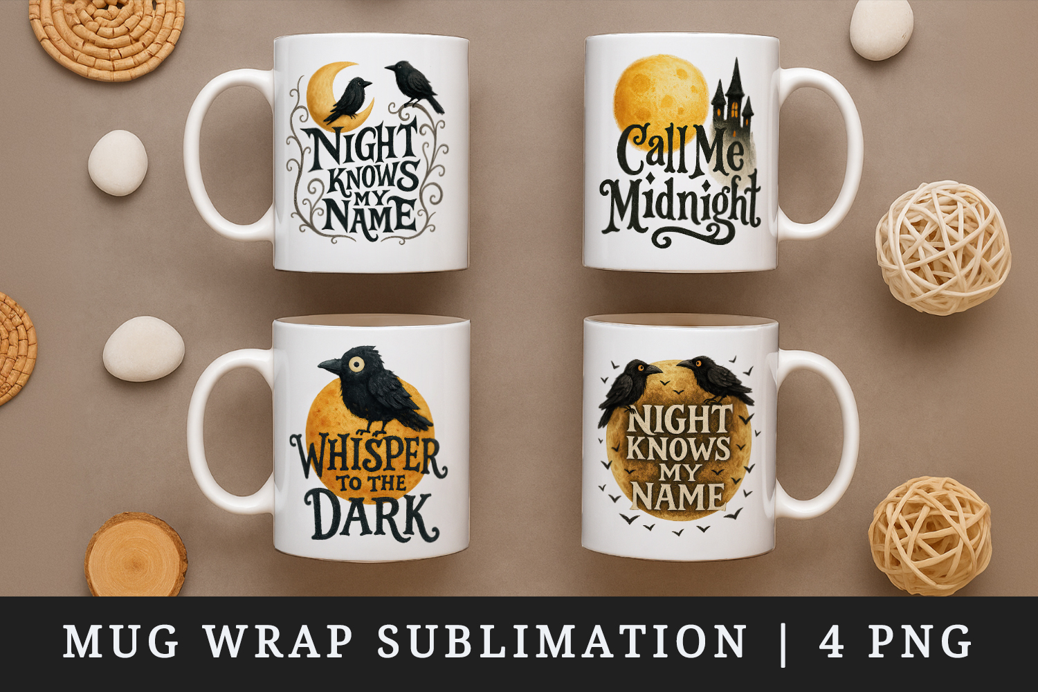 Gothic Quote mug wrap printable sublimation design product image 1