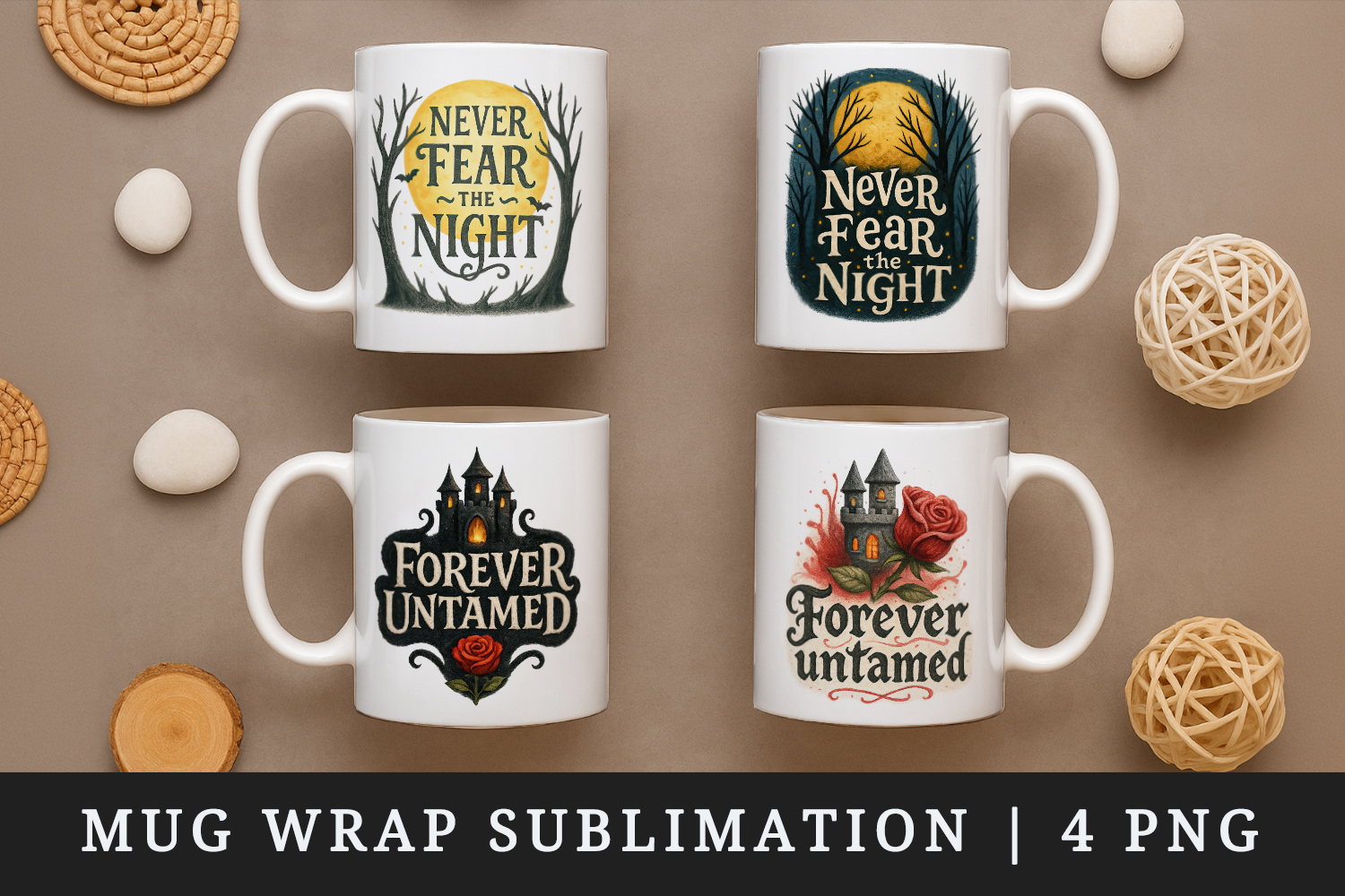 Gothic Quote mug wrap printable sublimation design product image 1