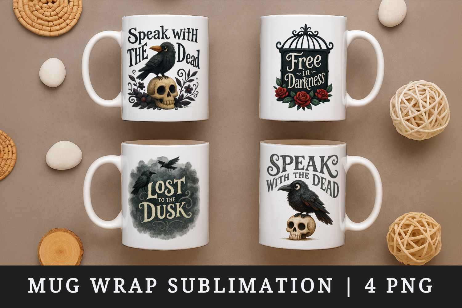 Gothic Quote mug wrap printable sublimation design product image 1