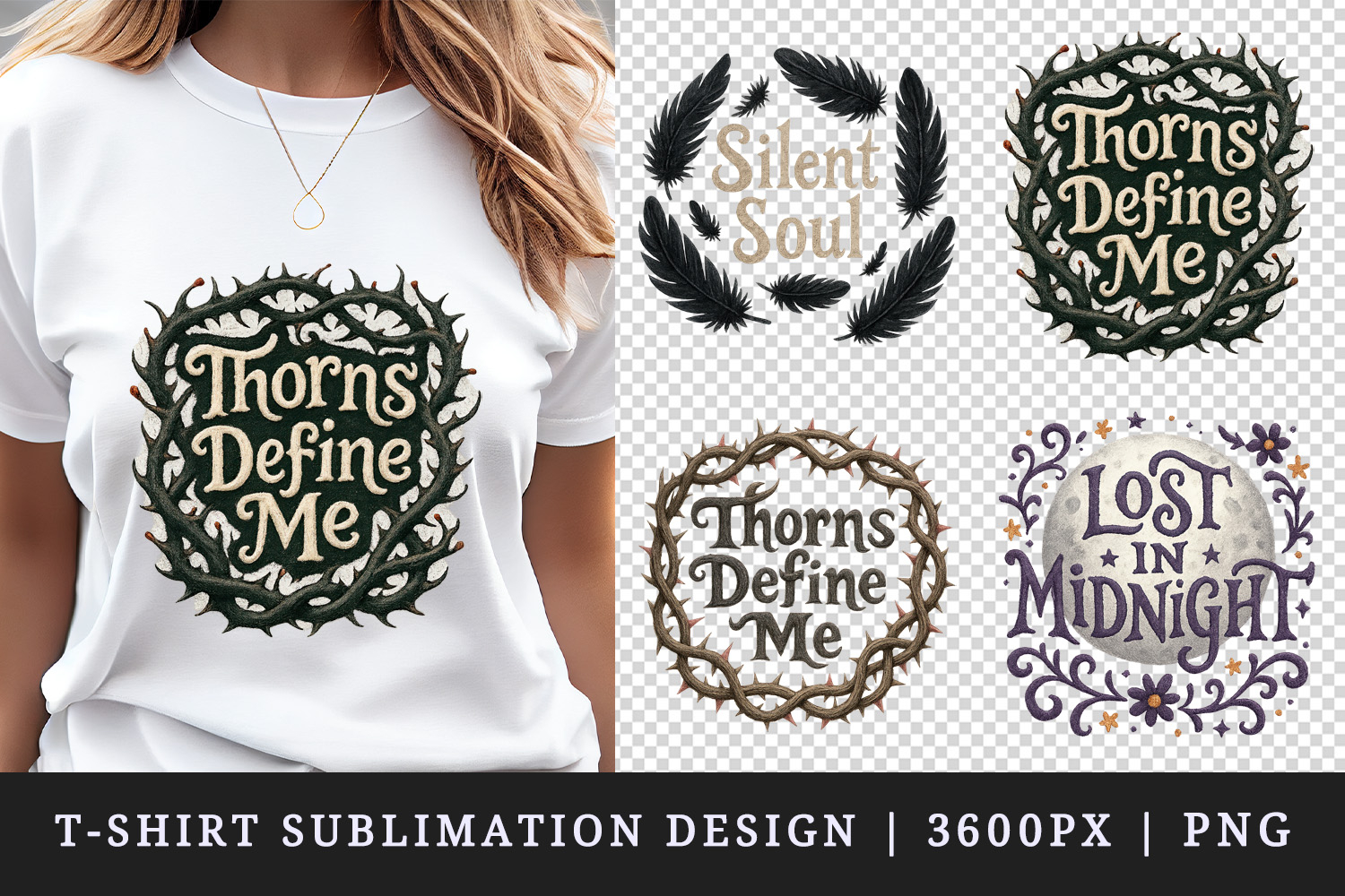 Gothic Quote t-shirt printable sublimation design png product image 1