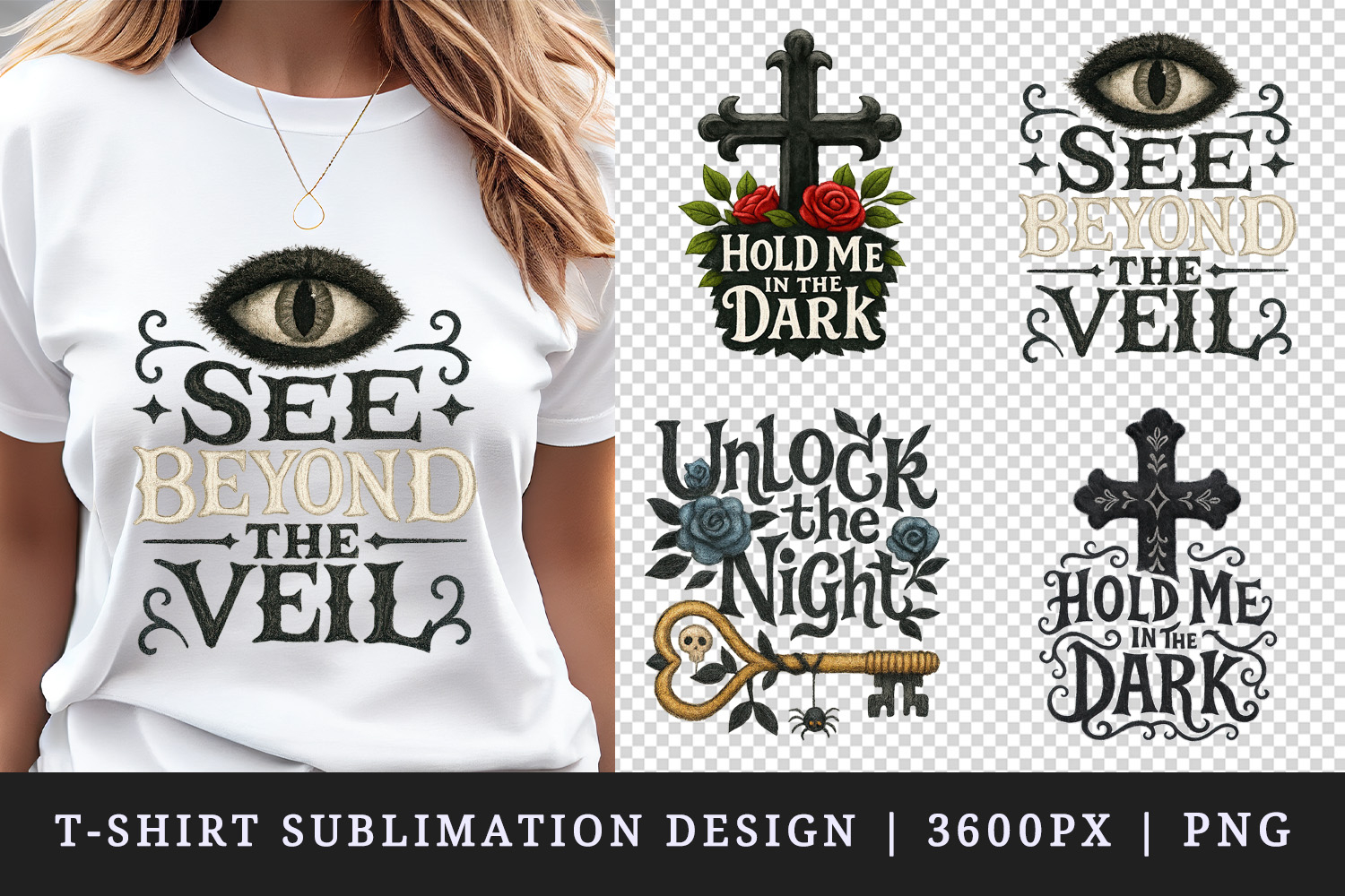 Gothic Quote t-shirt printable sublimation design png product image 1