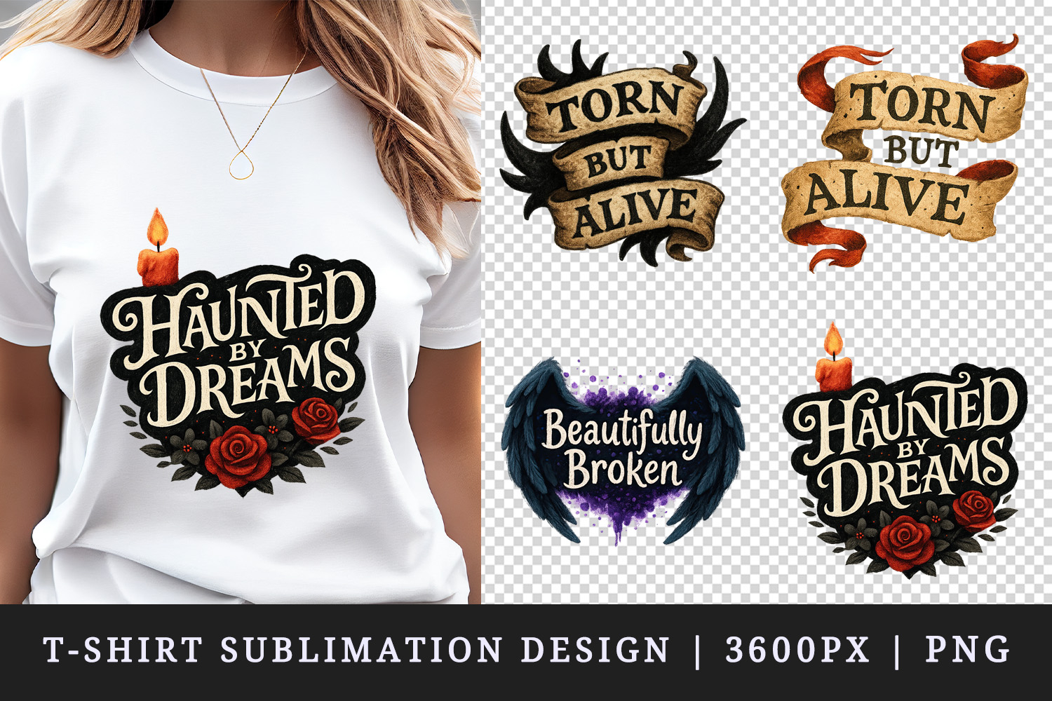 Gothic Quote t-shirt printable sublimation design png product image 1