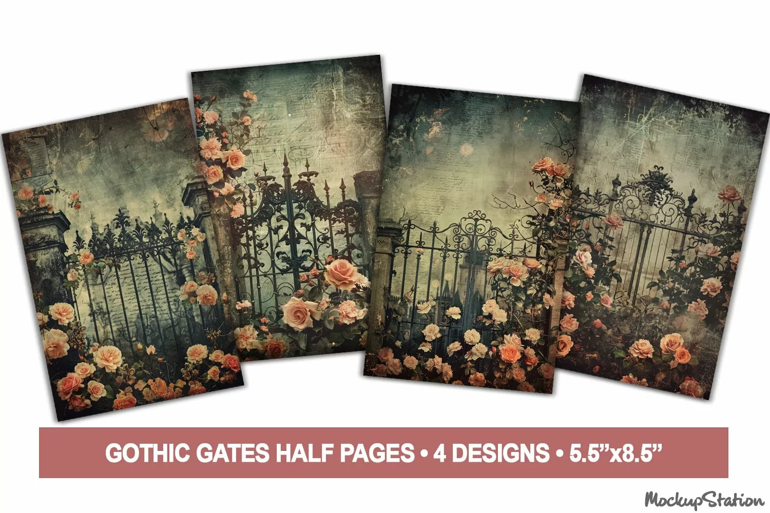 Gothic Gates Junk Journal Pages | Digital Papers JPG product image 1