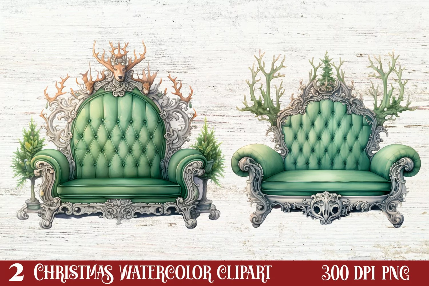 Cozy Green christmas Clipart Sublimation, Christmas PNG product image 1