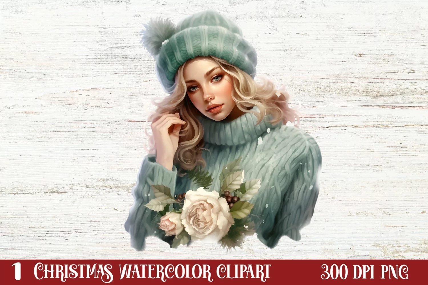 Cozy Green christmas Clipart Sublimation, Christmas PNG product image 1